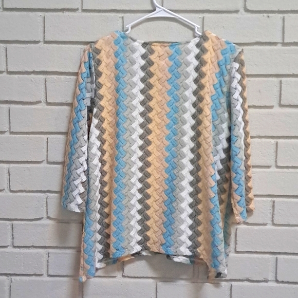 Alfred Dunner Multicolor Lace Overlay 3/4 Sleeve Blouse. Size MP NWOT - Picture 4 of 6